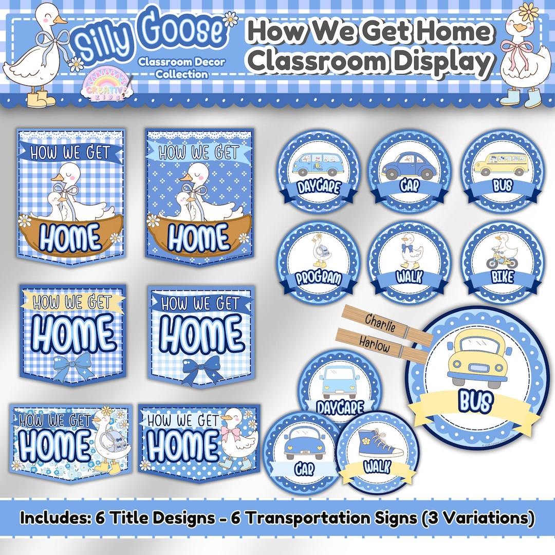 How We Get Home Display • Classroom Dismissal Chart • Blue Gingham ...
