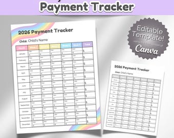 Registro de pagos de guardería 2026: registro de matrícula editable en PDF y plantilla de Canva para guarderías, preescolares y guarderías en casa.