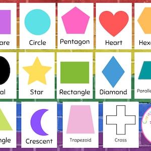 Affiches de forme de conception simple | Décor de salle de jeux préscolaire ou garderie | Formes aux couleurs vives pour les jeunes apprenants