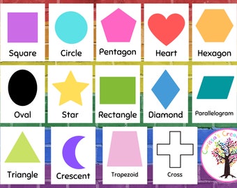 Simple Design Shape Posters| Preschool or Daycare playroom decor | Bright colored shapes for young learners