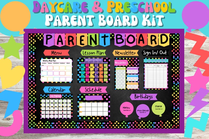 Daycare Parent Board Childcare Information Bulletin Board Templates Home Daycare Greeting Board Daycare Organization image 1