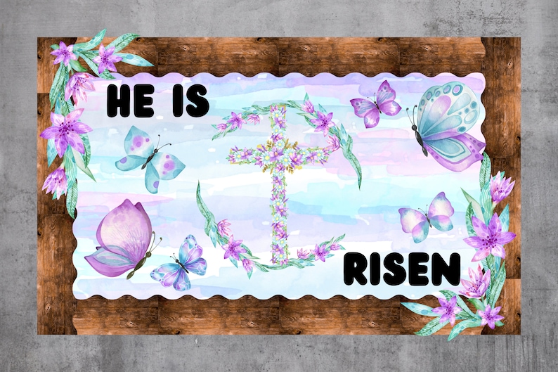 Easter Bulletin Board He is Risen School Bulletin Board PDF Printable