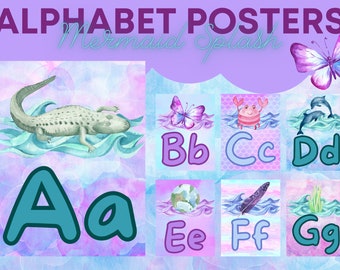 Mermaid Alphabet Posters | Preschool, Daycare, Childcare Center, Homeschool, Teacher, Classroom, School | Playroom Decor | Wall Art