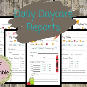 Daily Daycare Reports for Infants, toddlers or preschoolers