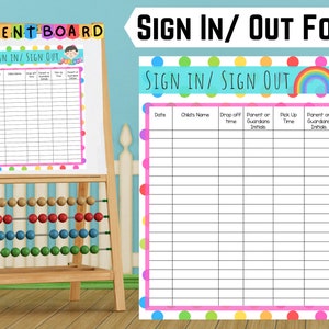 Sign In and Out Form For Daycare, School, Childcare, Home Daycare, Preschool | Extracurricular Activity Sign In Sheet