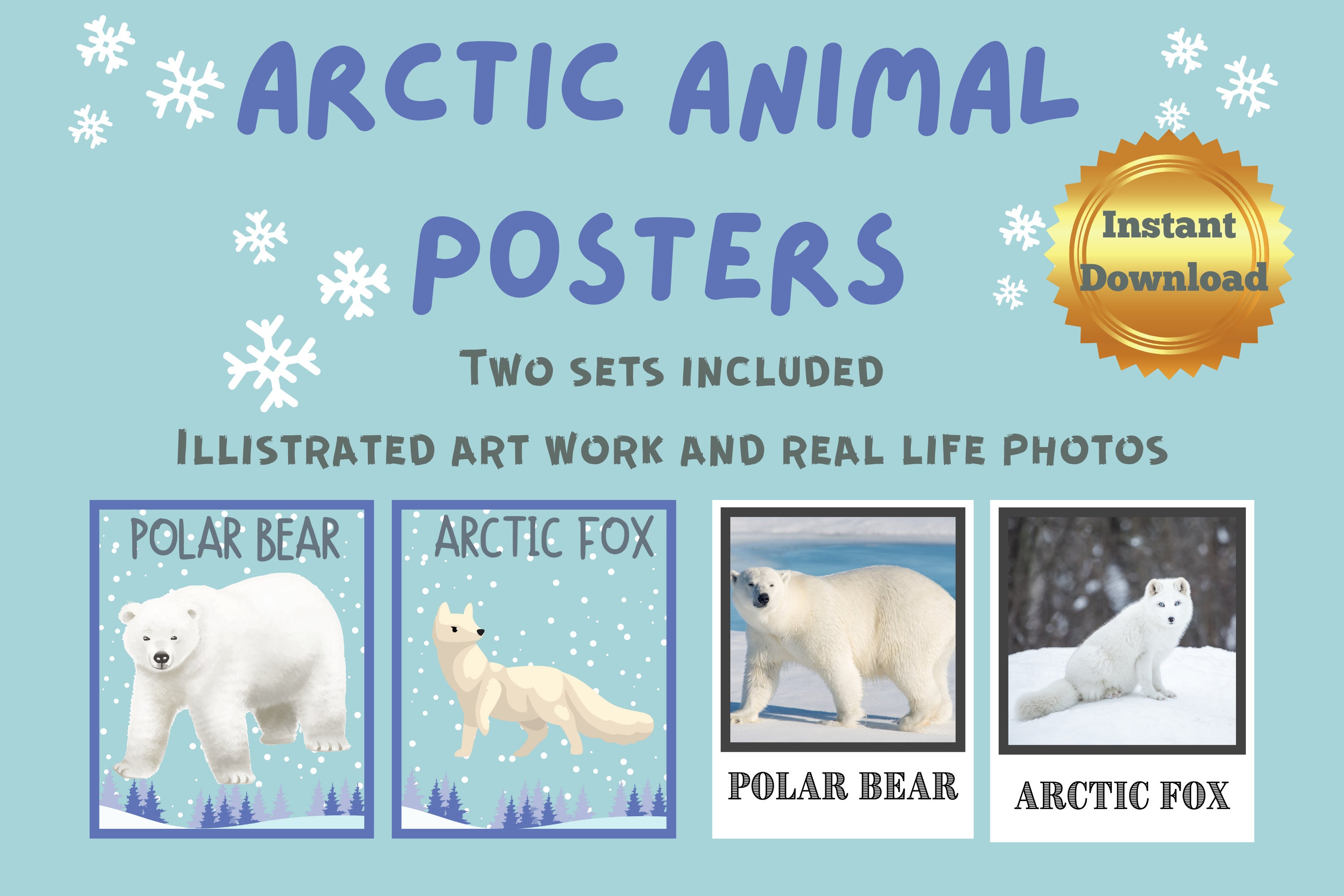 Free Printable Posters for Arctic Animals Preschool Theme