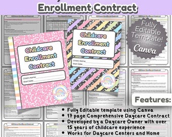 Daycare Forms | Daycare Contract for Childcare Centers and In Home Providers | Daycare Policies and Procedures | Daycare Enrollment Contract