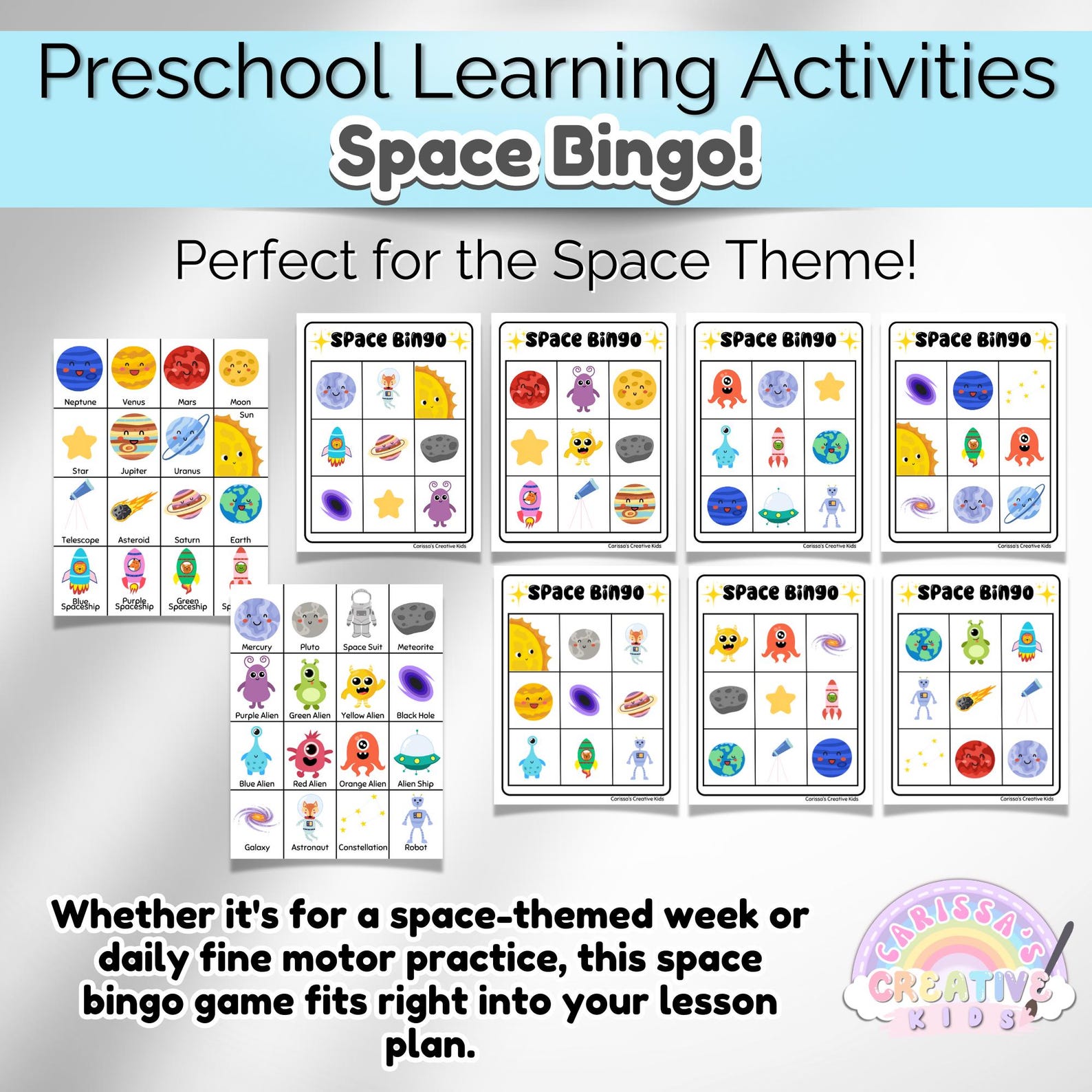 Preschool Outer Space Bingo Game! Practice Fine Motor Skills in a ...