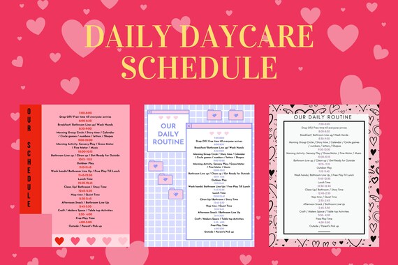 Daily Daycare Schedules PDF Printable as Well as PDF Fill - Etsy