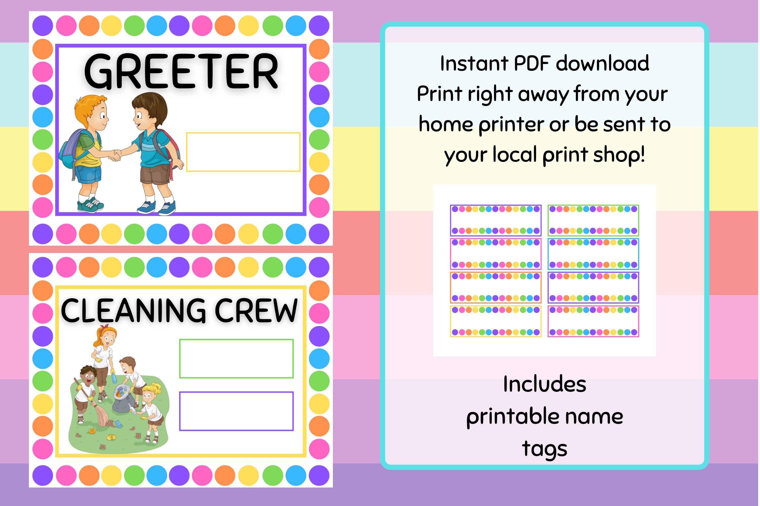 Classroom Job Chart for Your Home Daycare Childcare - Etsy