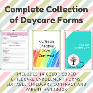 The Whole Package- Childcare Enrollment Forms with Childcare Contract and Parent Handbook