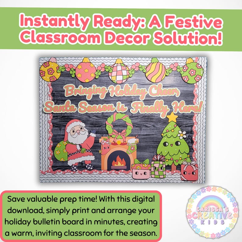 Retro Christmas Bulletin Board Kit! Holiday Classroom Decor for Your ...