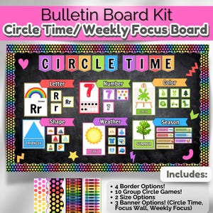 Daycare Circle Time Board | Preschool Focus Wall | Homeschool Bulletin Board Kit | Circle Time Activities and Games | Daycare Nursery Decor
