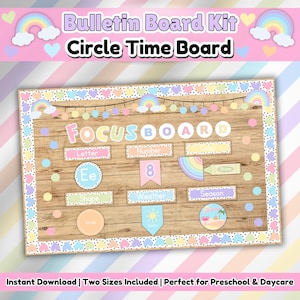 Circle Time Board | Pastel Weekly Focus Board for Preschool & Daycare | Printable Bulletin Kit | Early Learning Visuals