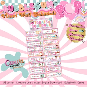 Cartes d'horaires visuels pour la classe préscolaire | Modèles modifiables de cartes de routine pour la garderie | Décoration de salle de classe | Programme photo pour l'école à la maison, tout-petits