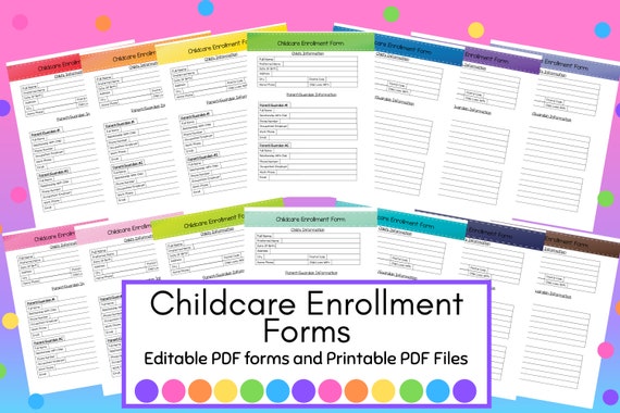 Childcare Enrollment Forms Day Care Daycare Home Daycare - Etsy