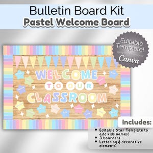 Rainbow Pastel Classroom Bulletin Board Kit | Back to School Classroom Decor | Daycare Nursery Playroom Wall Art | Preschool Classroom Board