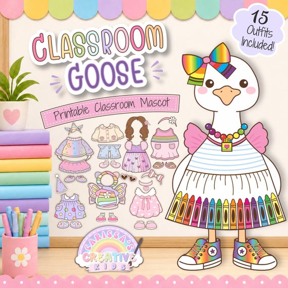 Classroom Goose Printable Decor, Porch Goose Inspired Bulletin Board Kit, Kindergarten Back to School Silly Goose Decor