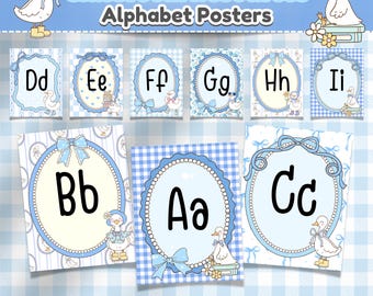 Classroom Alphabet Posters | ABC Playroom Prints Wall Decor | Daycare Classroom Theme | Preschool Vintage Farm Classroom Decor | Silly Goose
