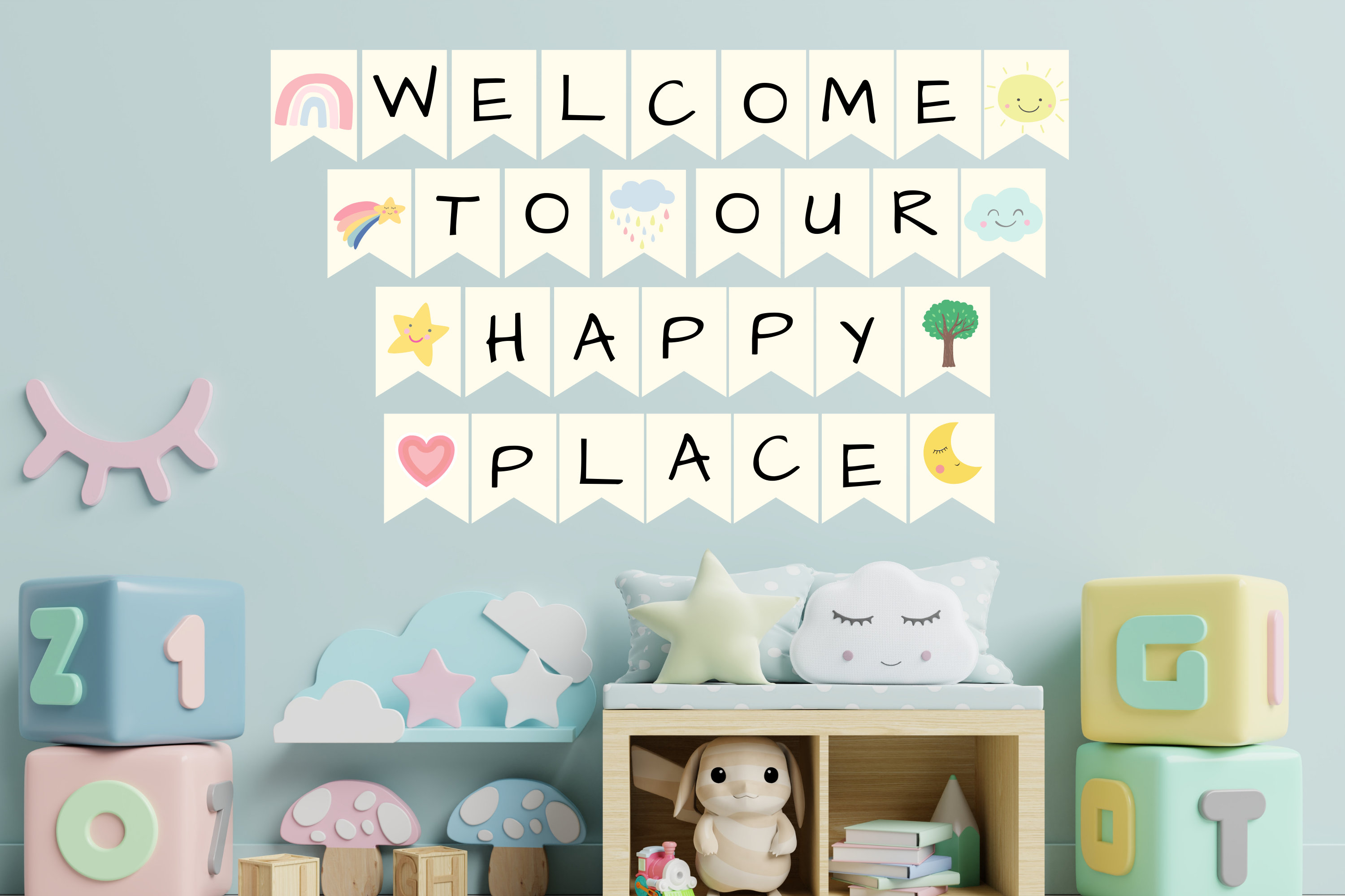 Daycare Nursery Printable Banner | Welcome to Our Happy Place | Childcare | Private Daycare | Preschool Classroom Decor | Day Care  Bedroom