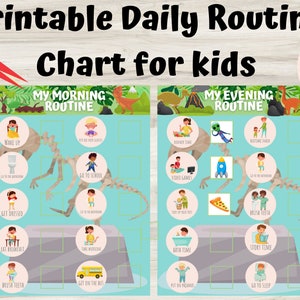 Grafico della routine mattutina e prima di andare a dormire / Grafico dei compiti di responsabilità stampabile / Elenco delle attività quotidiane dei bambini / Elenco di controllo mattutino/sera / Routine quotidiana