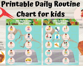 Morning and Bedtime Routine Chart | Printable Responsibility Chore Chart | Kids Daily Task List | Morning/Evening Checklist | Daily Routine