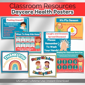 Daycare Sickness Posters | Sick Policy Posters to help keep your space germ free! | Health Posters for Childcare | Preschool | Home Daycare