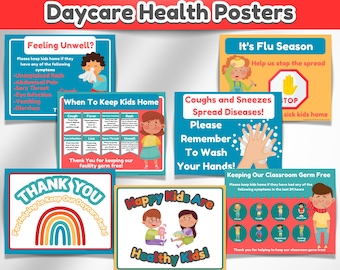 Daycare Sickness Posters | Sick Policy Posters to help keep your space germ free! | Health Posters for Childcare | Preschool | Home Daycare