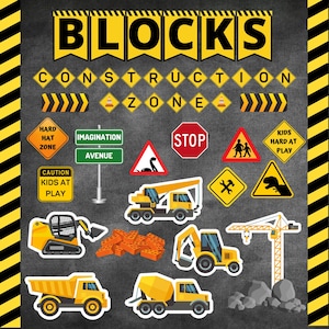 Daycare & Preschool Block Center Bulletin Board Kit | Preschool Center Signs | Construction Signs Decor | Environmental Print