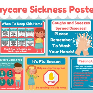 Daycare Sickness Posters | Sick Policy Posters to help keep your space germ free! | Health Posters for Childcare | Preschool | Home Daycare