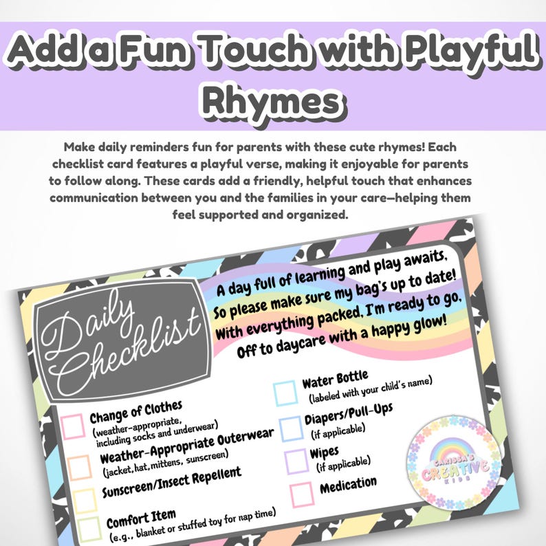 Daycare Forms Daily Check List Editable Template Organize Your