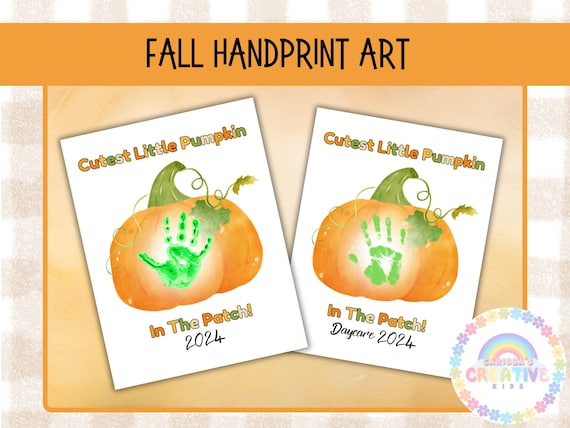 Pumpkin Handprint Art Printable, Pumpkin Printable, Fall Art Print, Preschool Pumpkin Printable, Preschool Fall Art, Handprint Art | Daycare