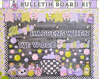 Pastel Halloween Bulletin Board Kit | Printable Classroom Decor | Cute Not Spooky Fall Door Display | Magic Cauldron Theme PDF