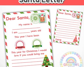Printable Letter to Santa Claus, Dear Santa Letter Template, Santa Claus Christmas Letter, Letter to Santa Printable, Dear Santa Letter
