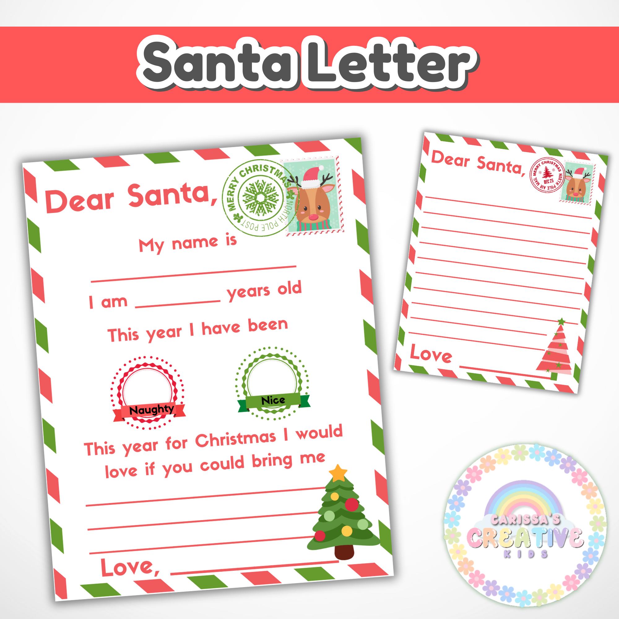 Printable Letter to Santa Claus, Dear Santa Letter Template, Santa