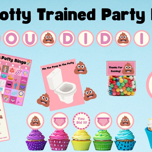 Potty Trained Party Kit | Potty Party | Potty Training Success | Celebrate Your Kiddo on their Huge accomplishment of becoming Potty Trained