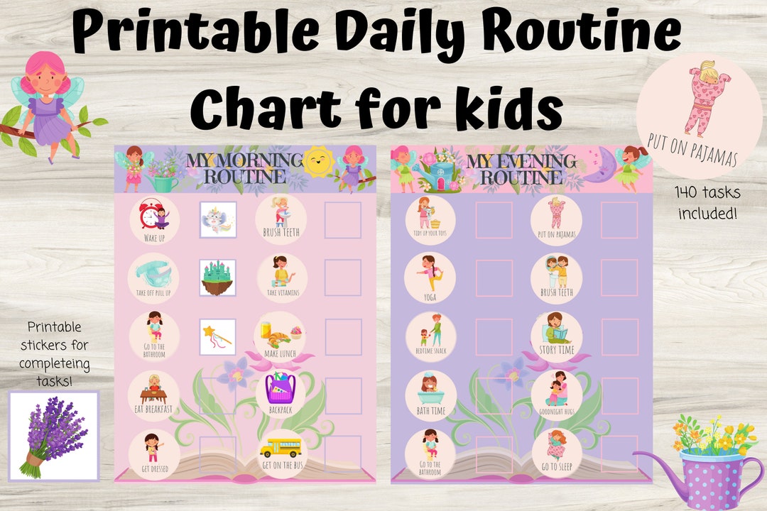 Kids Daily Schedule Chore Chart | Printable Responsibility Chore Chart ...