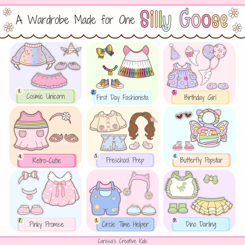 Classroom Goose dress-up classroom decor featuring cute printable outfit pieces for kindergarten, elementary decor, speech therapy rooms, playroom decor, classroom posters, and bulletin board kit displays.