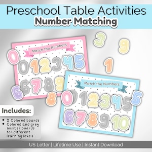Libro per bambini piccoli con abbinamento di numeri, libro per il tempo tranquillo, libro di attività, download digitale in formato PDF, stampabile, pratica di conteggio Montessori da 1 a 10, matematica per la scuola domestica