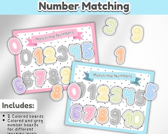 Siffermatchningsbok för småbarn, tyst stund | Digital nedladdning av upptagen bok, PDF, utskrivbar | Montessoriräkneövning 1 till 10 | Hemundervisning i matematik