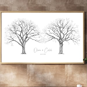 Personalized Wedding Guest Book Alternative, Fingerprint Guestbook, Custom Wedding Thumbprint Tree, 80th birthday gift, wedding guestbook