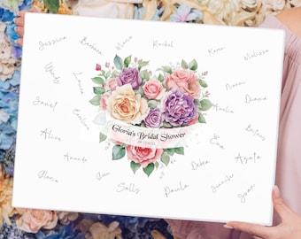 Rose Gold Guest Book, Rustic Bridal Shower, Personalized Guest Book, floral bridal shower, bridal shower gift, bridal shower sign, Wall Art
