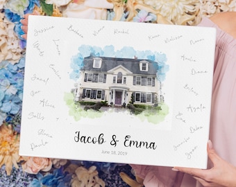 Wedding Guest Book Alternative,, - alternative guestbook ideas wedding venue art, wedding venue illustration digital painting watercolor art