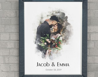 Painting From Photo,, Wedding illustration, Custom wedding portrait From Photo, Custom Couple Portrait Watercolor, gift for her_Art