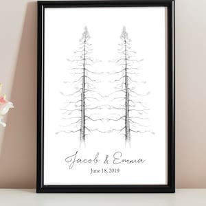 Alternativa al libro degli ospiti di matrimonio / Libro degli ospiti di matrimonio / Albero della firma Pino Libro degli ospiti di matrimonio personalizzato Libro di nozze rustico Download digitale