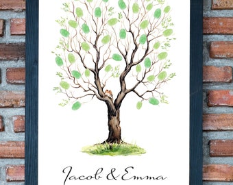 Fingerprint Wedding Guest Book Alternative, Custom Wedding Tree, 80th birthday gift, wedding guestbook, 6th anniversary gift, Family reunion
