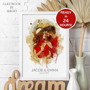 Digital Watercolor Illustration, Custom Couple Portrait from Photo, Custom Portrait from Photo, Digital Watercolor Couple Custom Couple gift