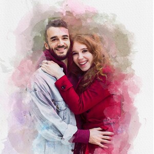Custom Couple Portrait Watercolor Personalized Christmas Gift For Him Engagement Gift Wedding Anniversary Gift For Couple Gift For Her