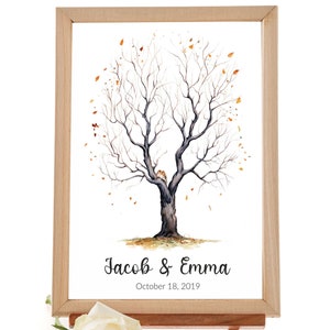 Fingerprint Tree - Simple oak finger print tree, the wedding guest book alternative, wedding fall, fall decor