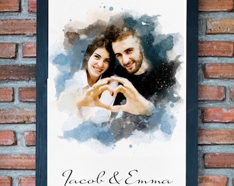 CUSTOM WATERCOLOUR PORTRAIT | personalised gift | Watercolour painting | Family Portrait | Wedding Gift | Christmas gift | Digital painting